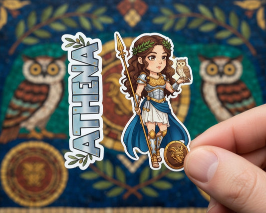 Athena Sticker and Magnet – Pallas Mythkins™ – Greek Goddess of Wisdom and Strategy | Waterproof & UV-Proof
