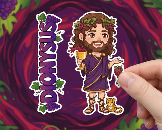 Dionysus Sticker and Magnet – Eleuthereus Mythkins™ – Greek God of Wine and Festivity | Waterproof & UV-Proof