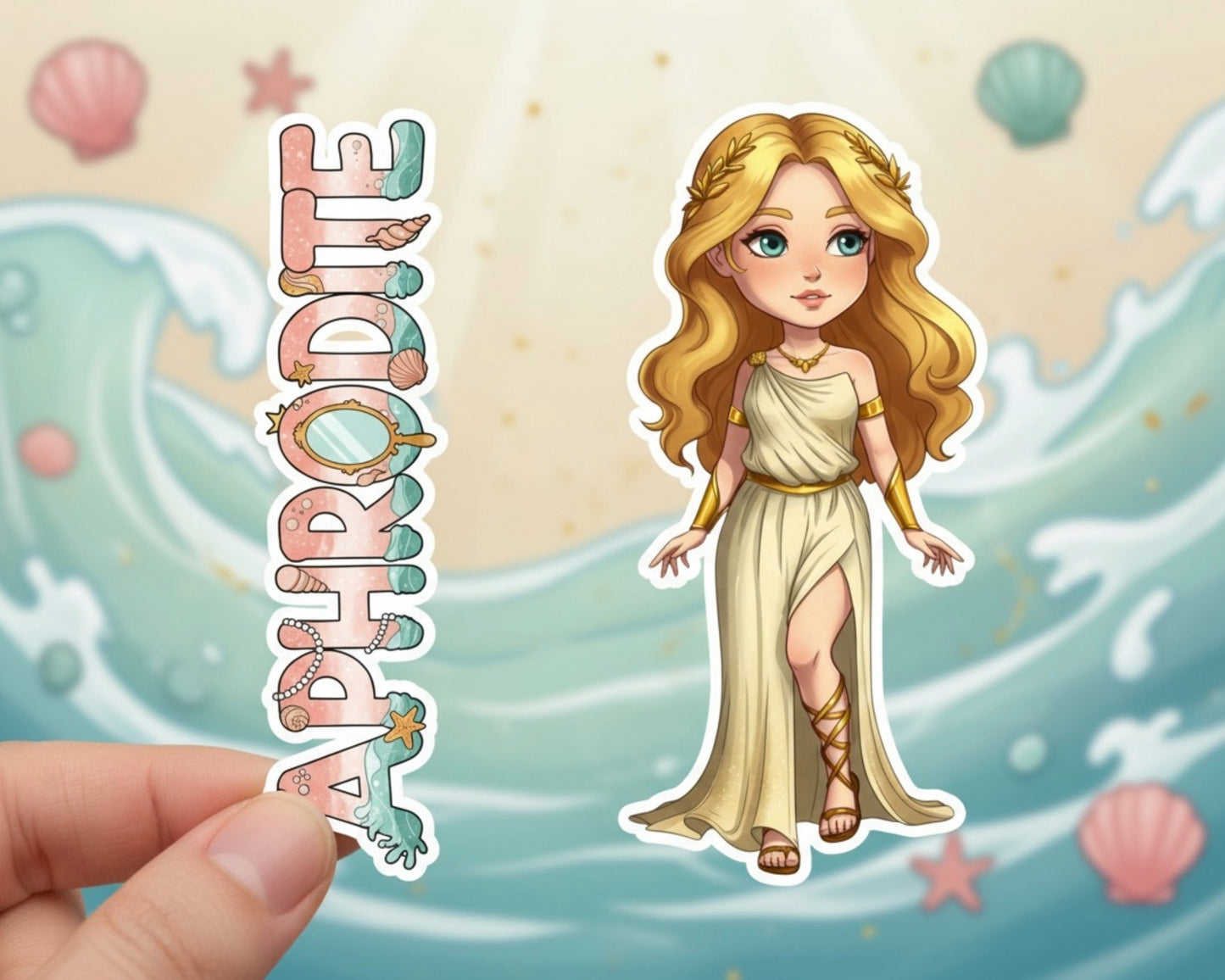 Aphrodite Sticker and Magnet – Pandemos Mythkins™ – Greek Goddess of Love and Beauty | Waterproof & UV-Proof
