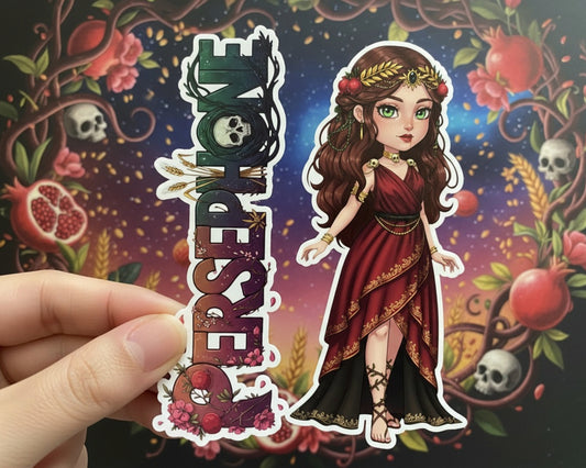 Persephone Sticker and Magnet – Kore Goddess of Spring Mythkins™ | Waterproof & UV-Proof