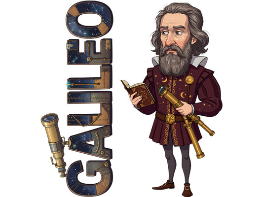 Galileo Sticker and Magnet – the Starry Messenger Scikins™ – Pioneering Astronomer and Physicist | Waterproof & UV-Proof