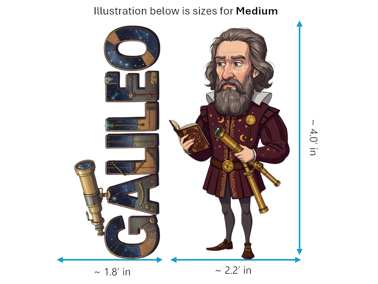 Galileo Sticker and Magnet – the Starry Messenger Scikins™ – Pioneering Astronomer and Physicist | Waterproof & UV-Proof