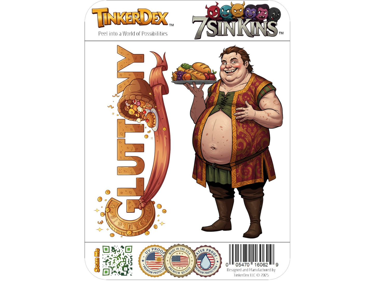 Gluttony Sticker and Magnet – Gula 7 Sinkins™ – Personification of Gluttony | Waterproof & UV-Proof