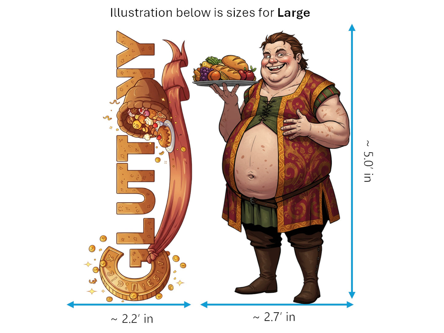 Gluttony Sticker and Magnet – Gula 7 Sinkins™ – Personification of Gluttony | Waterproof & UV-Proof
