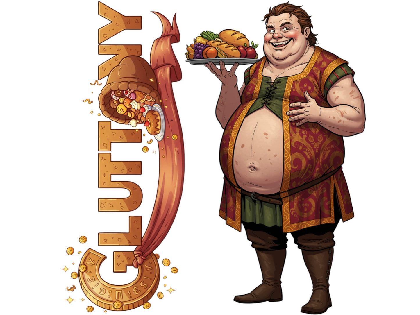 Gluttony Sticker and Magnet – Gula 7 Sinkins™ – Personification of Gluttony | Waterproof & UV-Proof