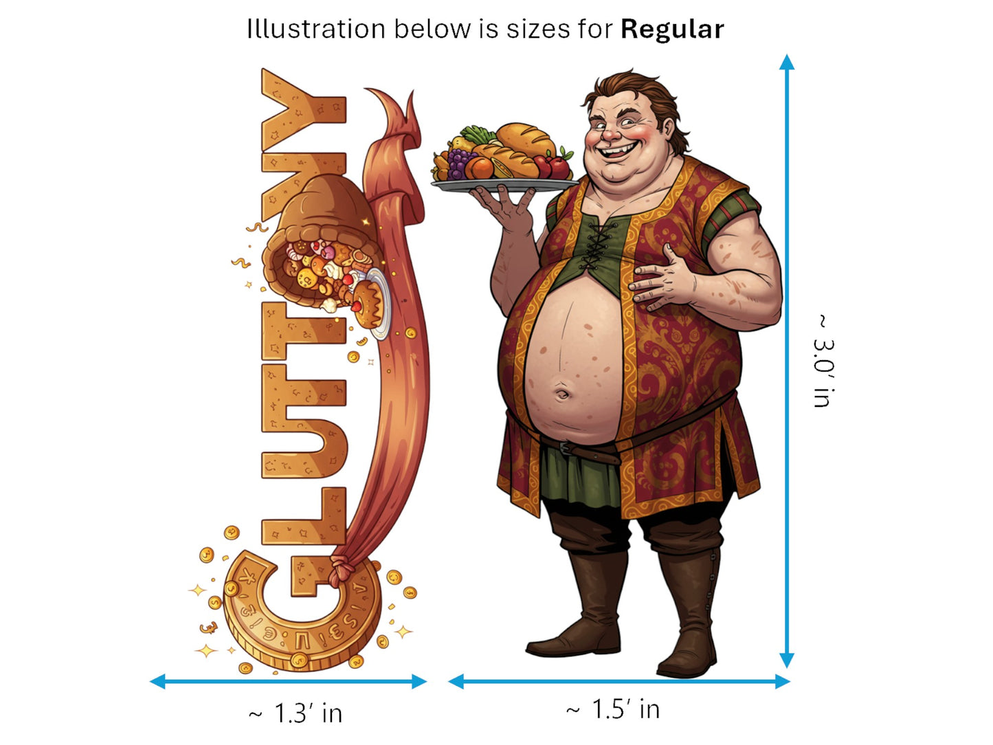 Gluttony Sticker and Magnet – Gula 7 Sinkins™ – Personification of Gluttony | Waterproof & UV-Proof