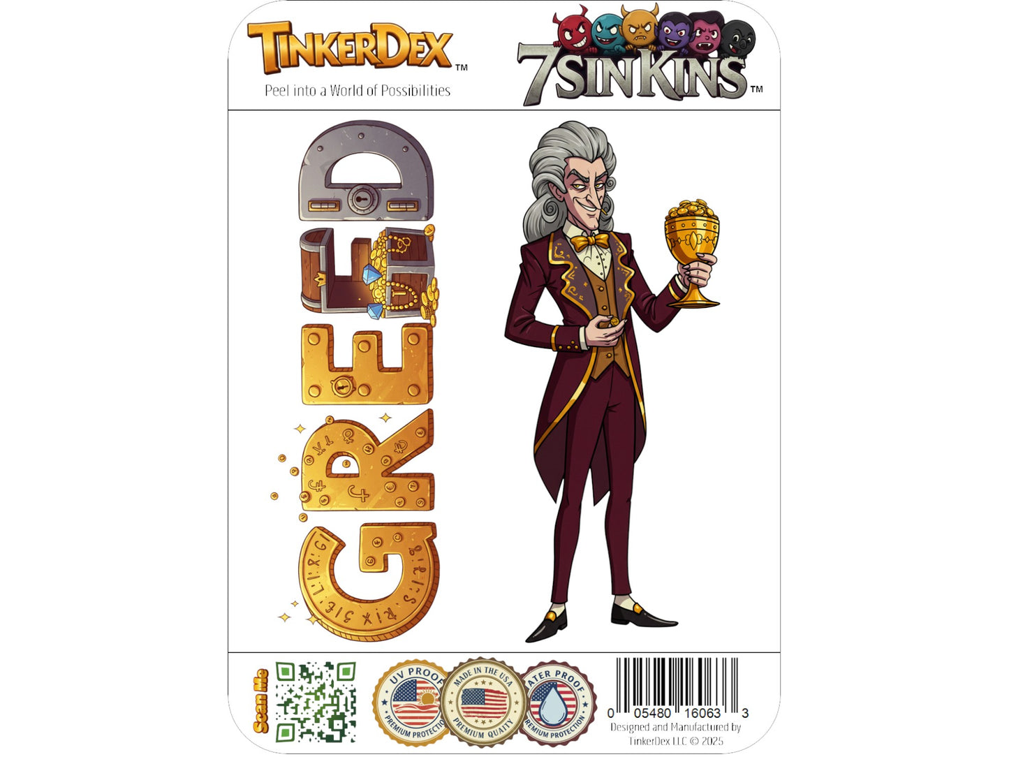 Greed Sticker and Magnet – Avaritia 7 Sinkins™ – Personification of Greed | Waterproof & UV-Proof