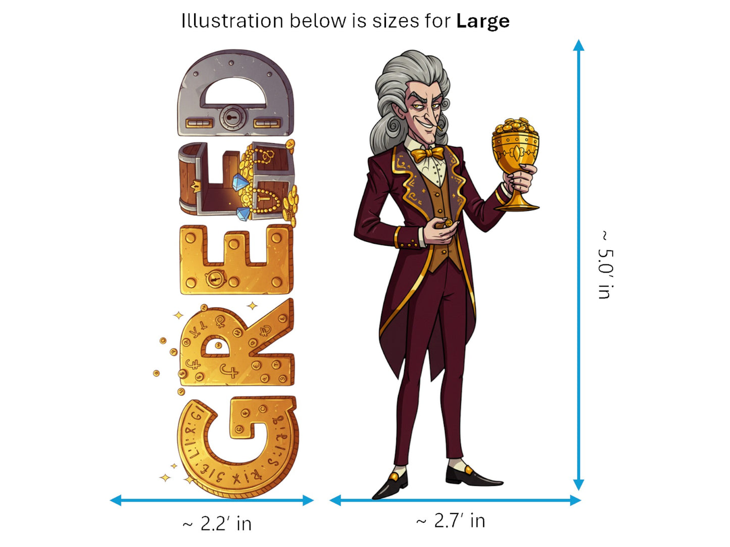 Greed Sticker and Magnet – Avaritia 7 Sinkins™ – Personification of Greed | Waterproof & UV-Proof