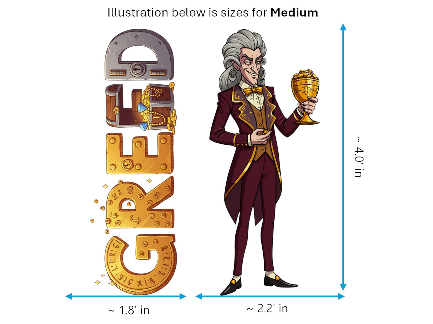 Greed Sticker and Magnet – Avaritia 7 Sinkins™ – Personification of Greed | Waterproof & UV-Proof