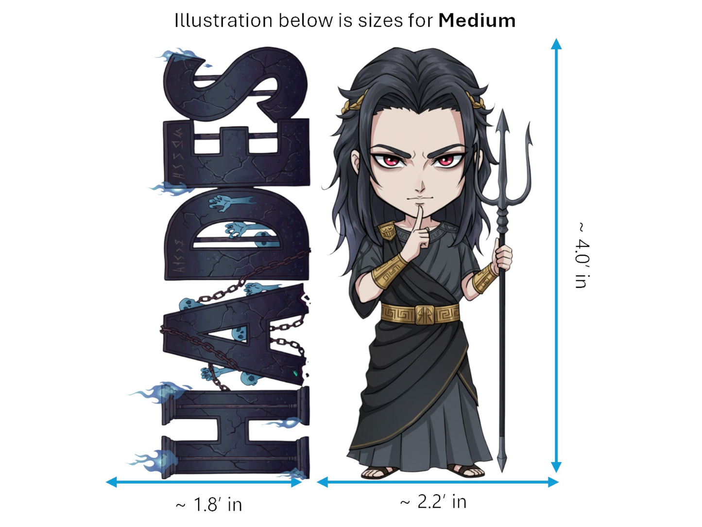 Hades Sticker and Magnet – Aidoneus Mythkins™ – Greek God of the Underworld | Waterproof & UV-Proof