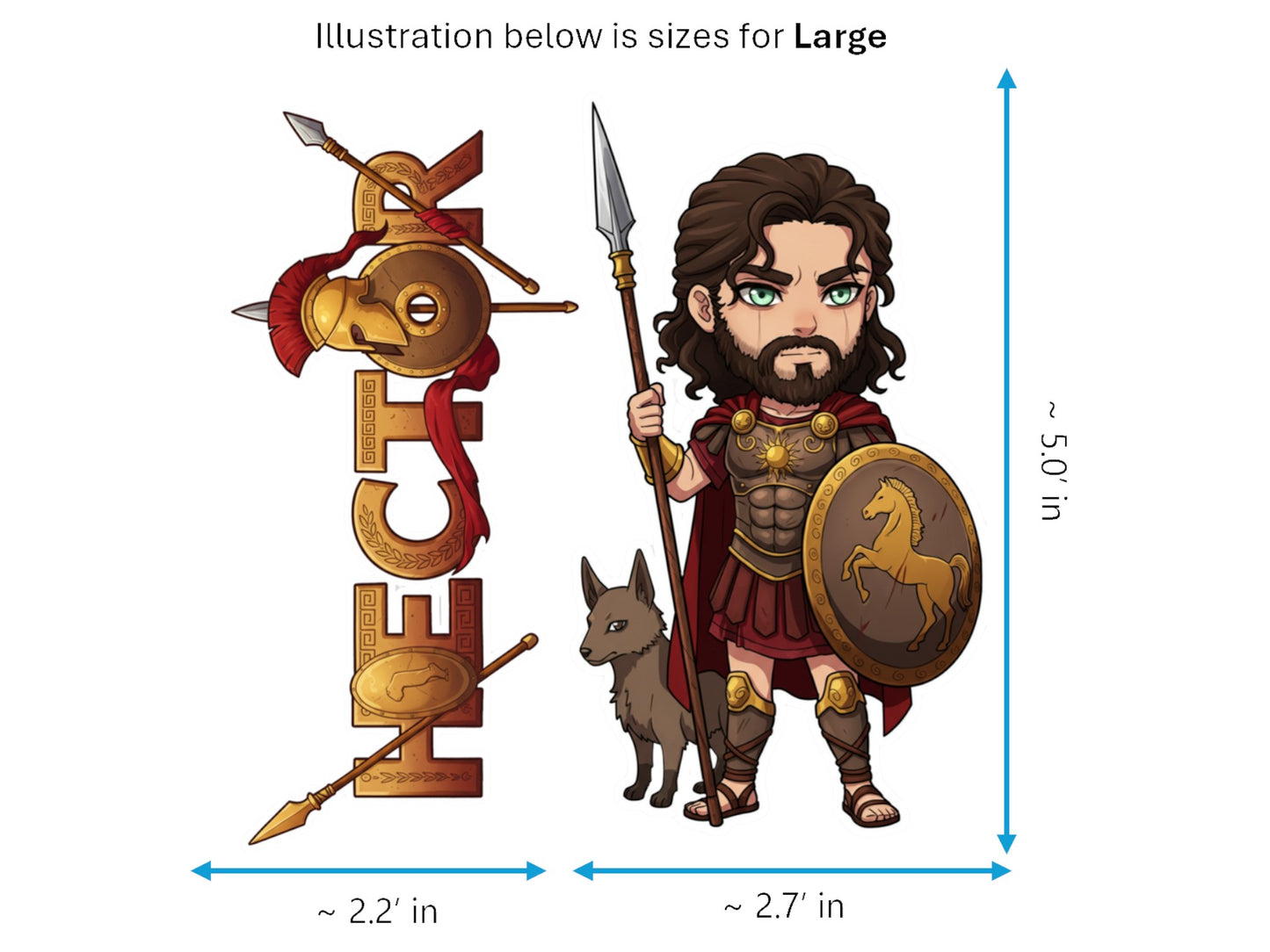 Hector Sticker and Magnet – Korythaiolos Mythkins™ – Hero of Troy | Waterproof & UV-Proof
