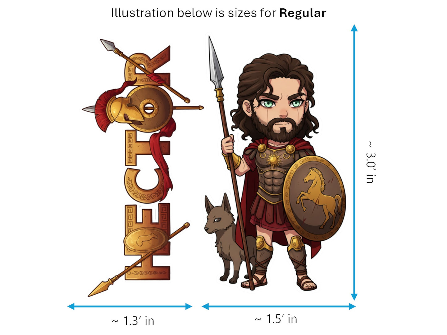 Hector Sticker and Magnet – Korythaiolos Mythkins™ – Hero of Troy | Waterproof & UV-Proof