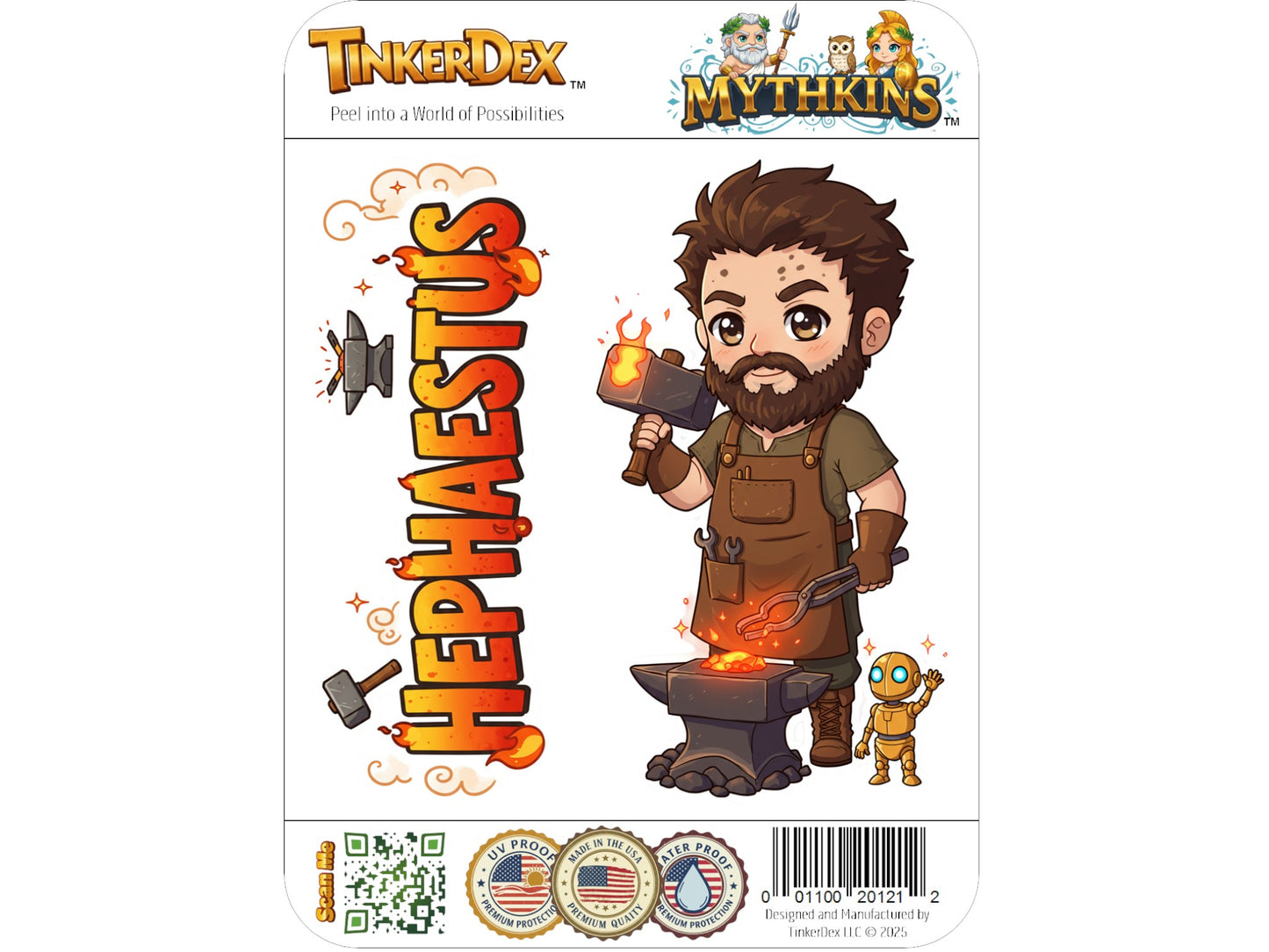 Hephaestus Sticker and Magnet – Klytotechnes Mythkins™ – Greek God of the Forge and Fire | Waterproof & UV-Proof