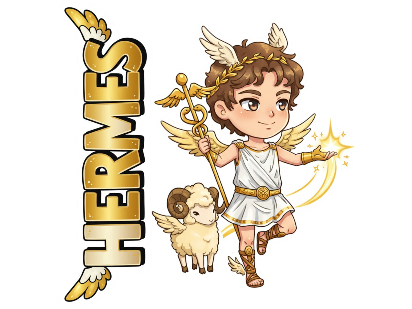 Hermes Sticker and Magnet – Kriophoros Mythkins™ – Messenger God and Ram-Bearer | Waterproof & UV-Proof