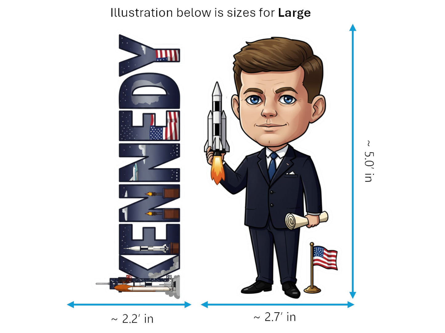 John F. Kennedy Sticker and Magnet – the New Frontiersman Histkins™ – 35th U.S. President | Waterproof & UV-Proof