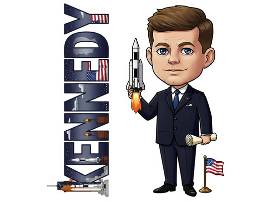 John F. Kennedy Sticker and Magnet – the New Frontiersman Histkins™ – 35th U.S. President | Waterproof & UV-Proof