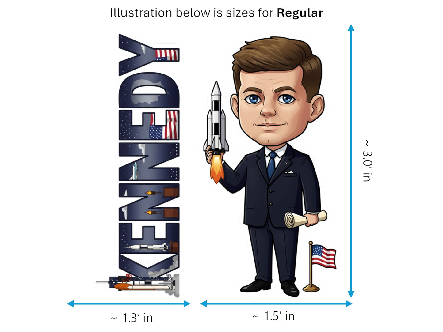 John F. Kennedy Sticker and Magnet – the New Frontiersman Histkins™ – 35th U.S. President | Waterproof & UV-Proof