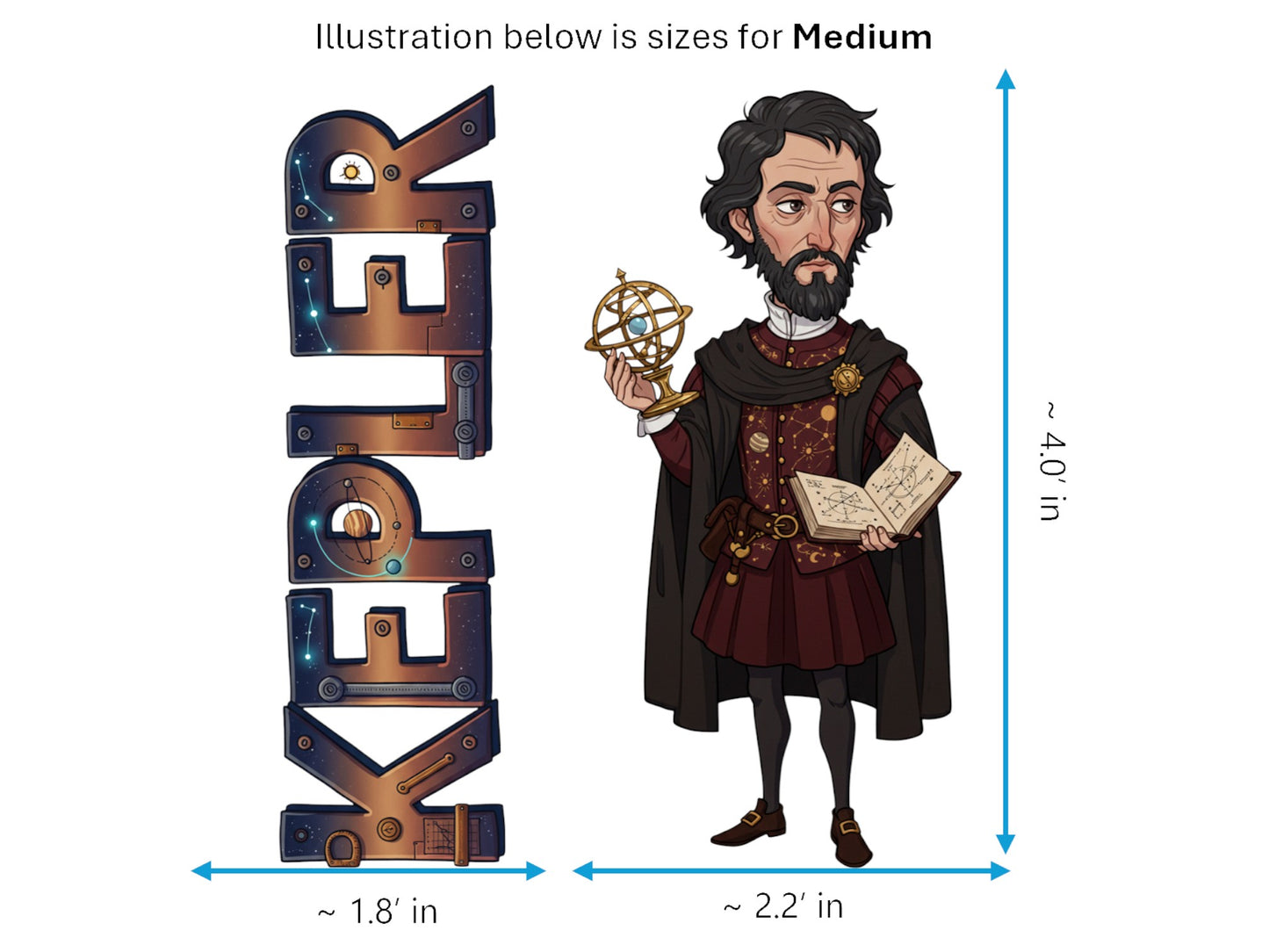 Kepler Sticker and Magnet – Lawgiver of the Heavens Scikins™ – Astronomer and Mathematician | Waterproof & UV-Proof