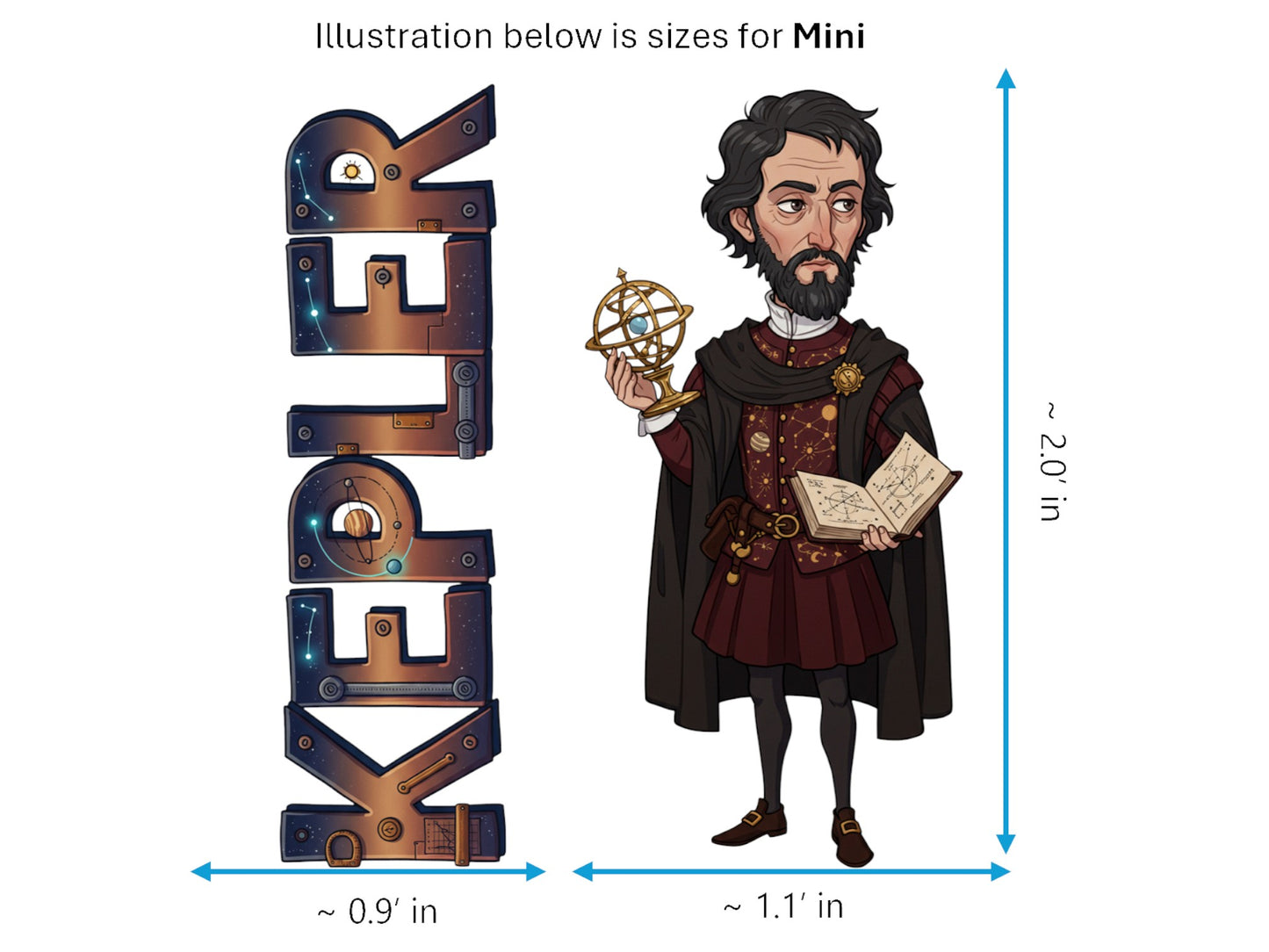 Kepler Sticker and Magnet – Lawgiver of the Heavens Scikins™ – Astronomer and Mathematician | Waterproof & UV-Proof