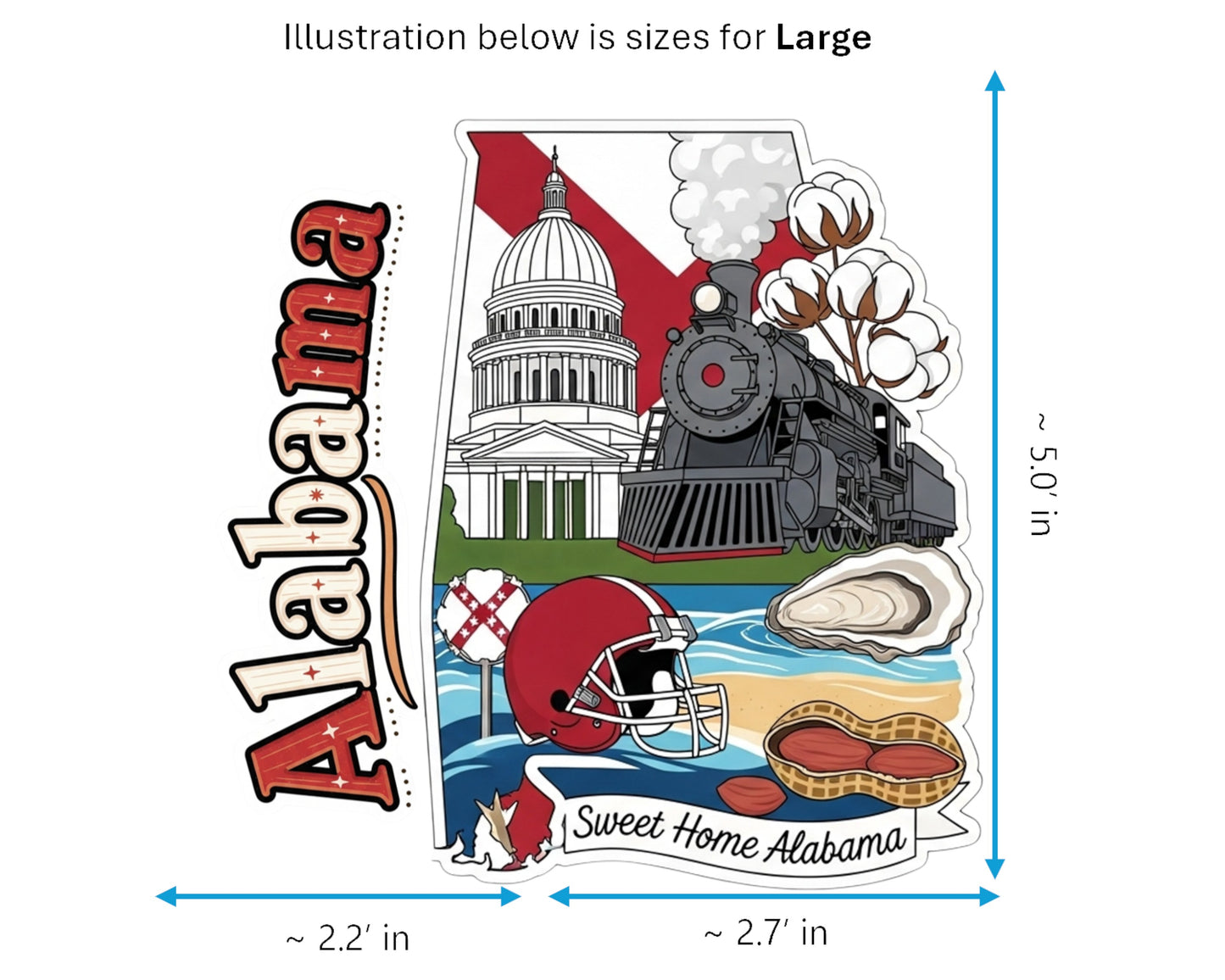 Alabama Sticker and Magnet - The Yellowhammer State Statekins™ – USA State Souvenir | Waterproof & UV-Proof