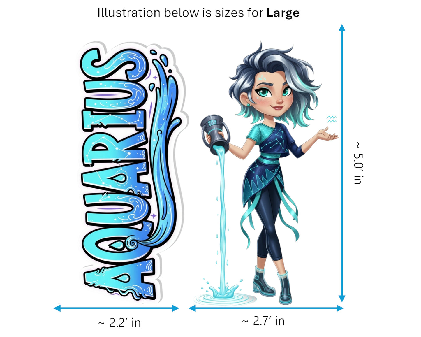 Aquarius Sticker and Magnet - the Star-Pourer Horoskins™ – Zodiac Air Sign | Waterproof & UV-Proof