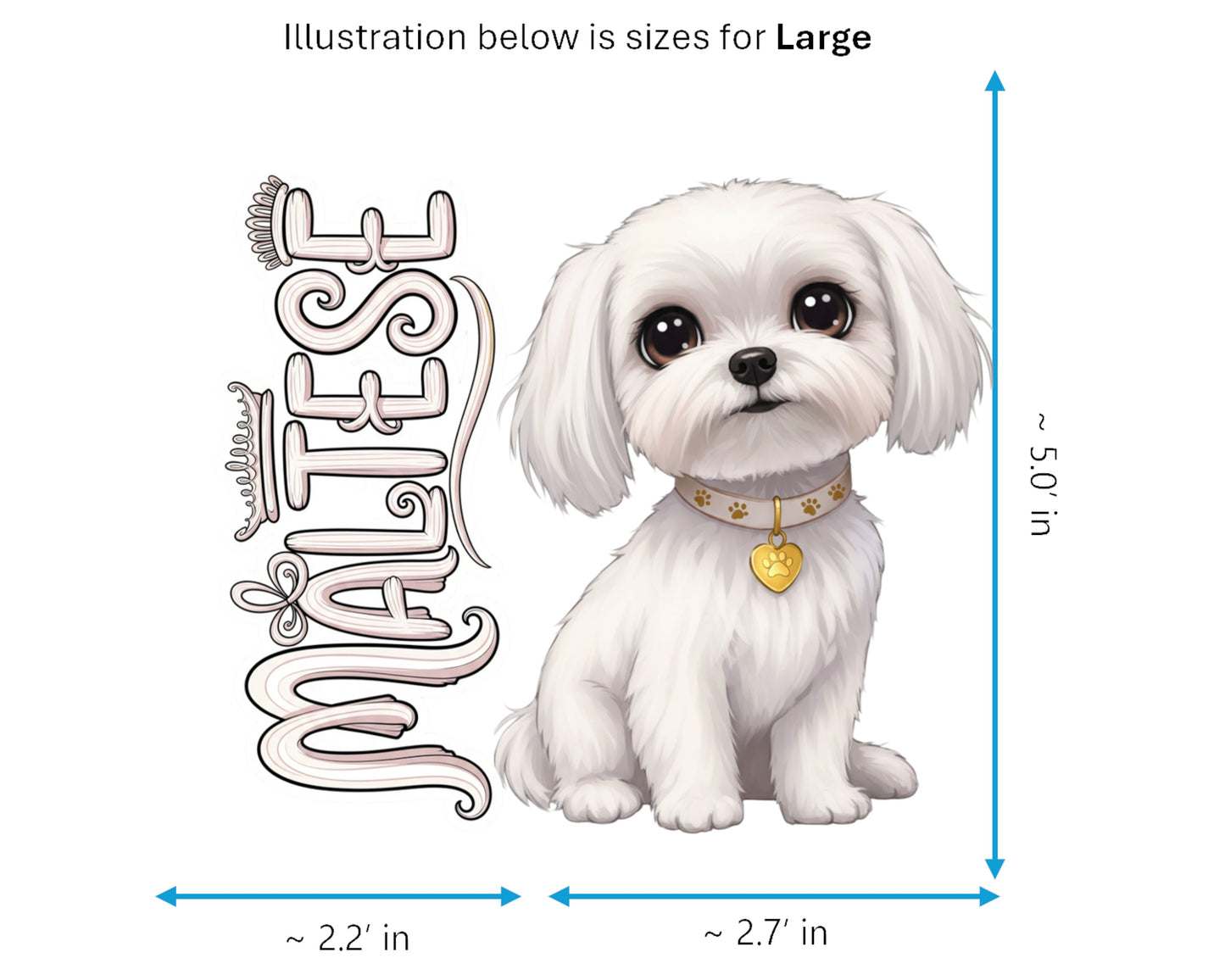 Maltese Sticker and Magnet - Roman Ladies' Dog Pawkins™ – Toy Dog Breed | Waterproof & UV-Proof