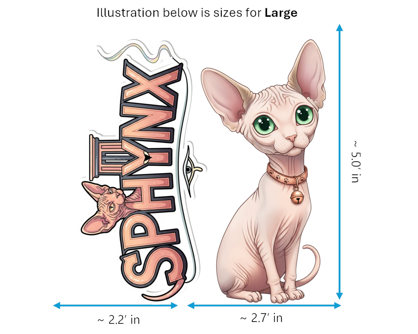 Sphynx Sticker and Magnet - Hairless Wonder Purrkins™ – Domestic Cat Breed | Waterproof & UV-Proof