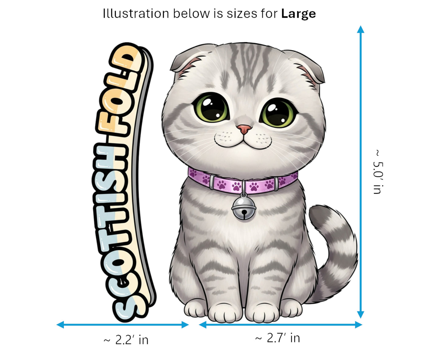 Scottish Fold Sticker and Magnet - Owl-Eyed Cat Purrkins™ – Domestic Cat Breed | Waterproof & UV-Proof