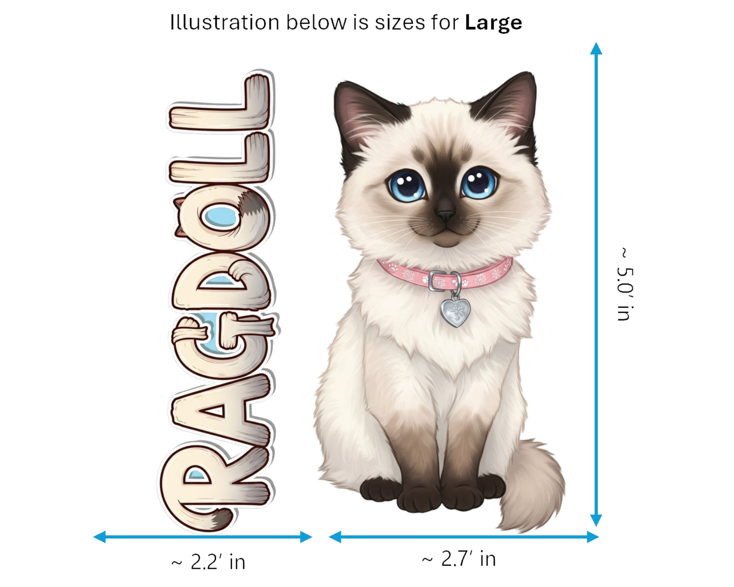 Ragdoll Sticker and Magnet - the Puppy-Cat Purrkins™ – Domestic Cat Breed | Waterproof & UV-Proof
