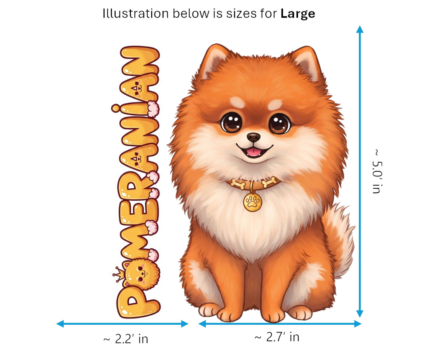 Pomeranian Sticker and Magnet - Fluffy Pom-Pom Pawkins™ – Toy Dog Breed | Waterproof & UV-Proof