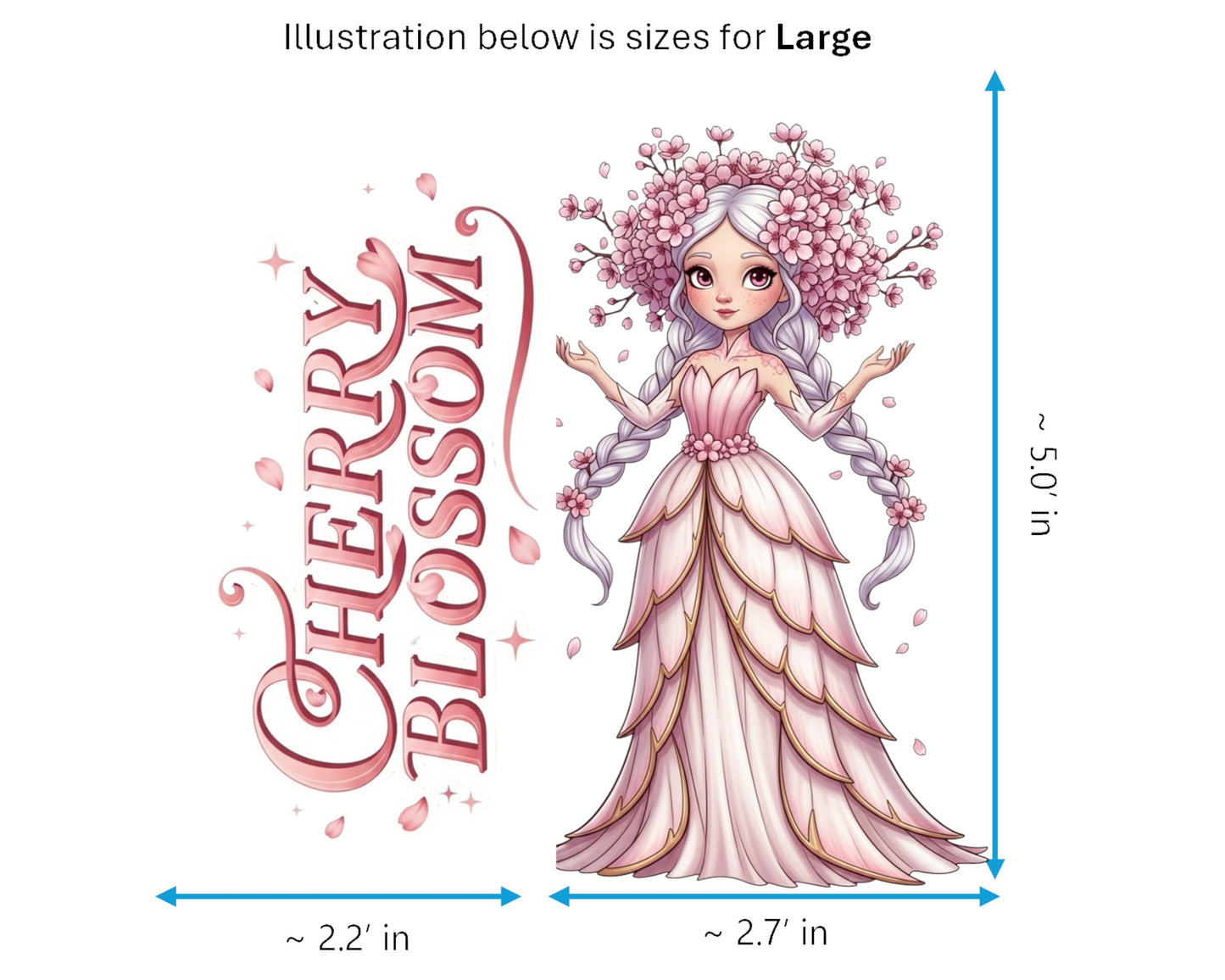 Cherry Blossom Sticker and Magnet - The Ephemeral Princess Treekins™ – Sakura Spirit | Waterproof & UV-Proof