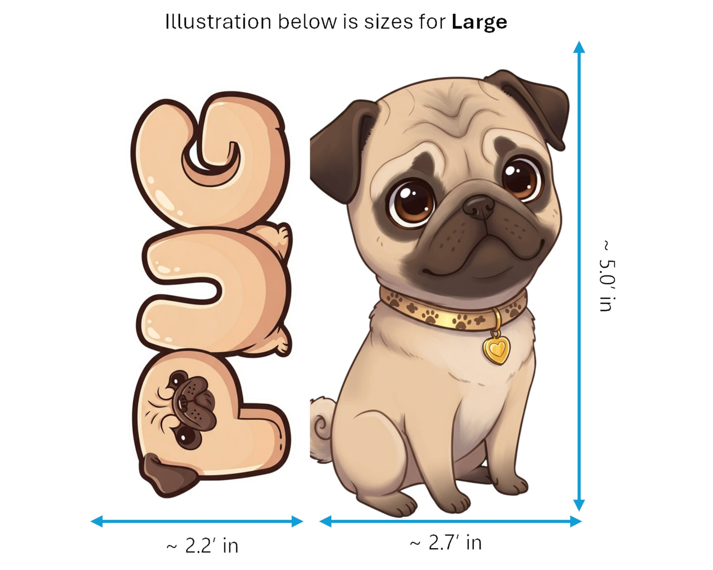 Pug Sticker and Magnet - the Wrinkled Charmer Pawkins™ – Toy Dog Breed | Waterproof & UV-Proof