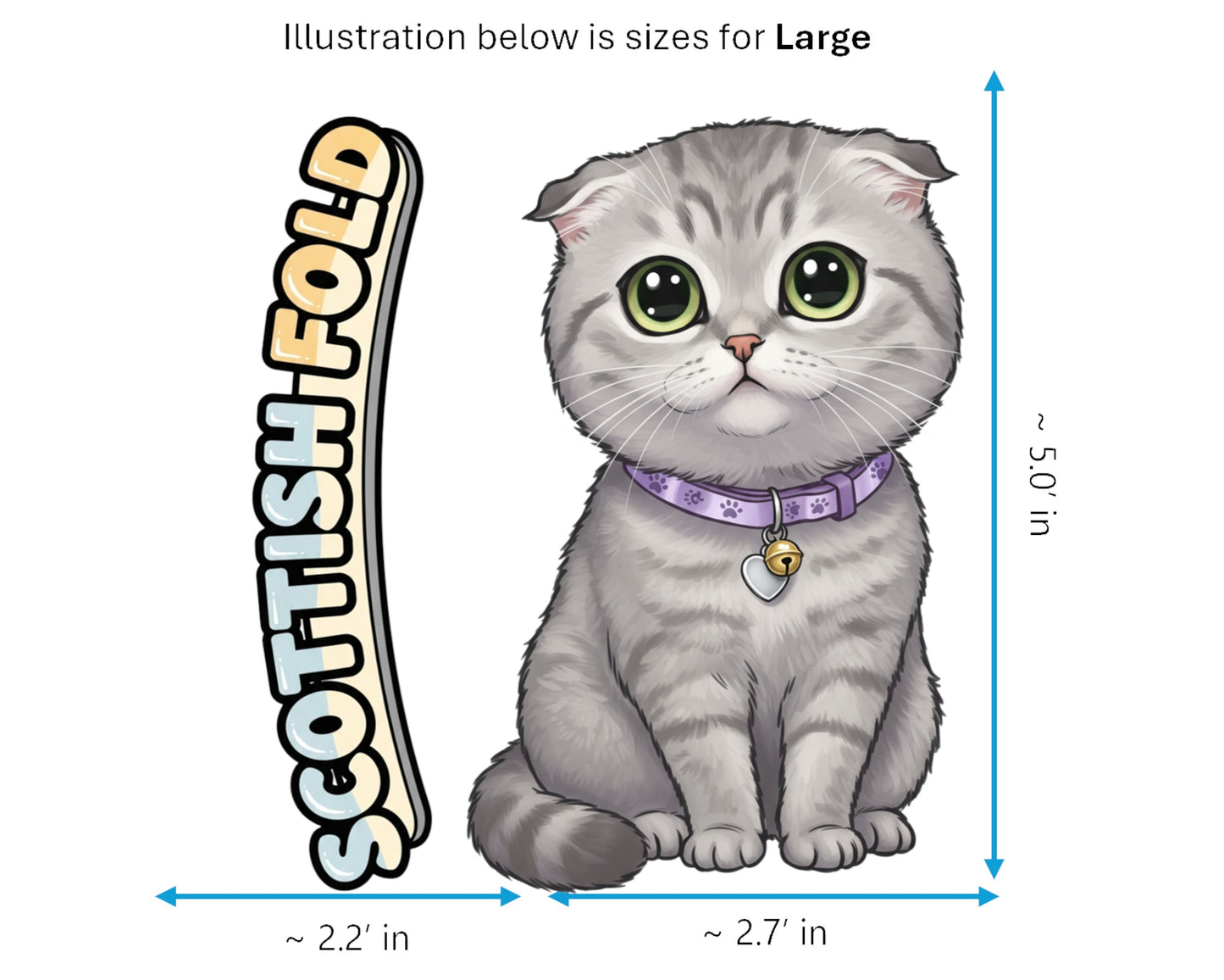 Scottish Fold Sticker and Magnet - Owl-Eyed Cat Purrkins™ – Domestic Cat Breed | Waterproof & UV-Proof
