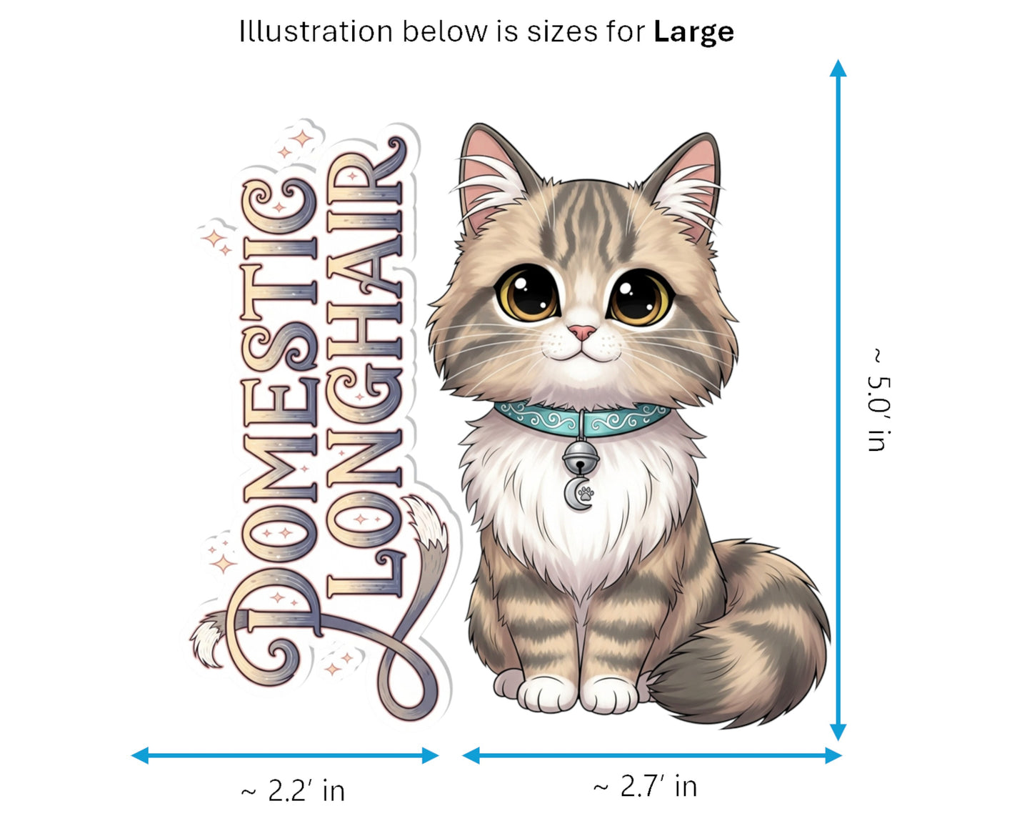 Domestic Longhair Sticker and Magnet - Fluffy Housecat Purrkins™ – Mixed Breed Cat | Waterproof & UV-Proof