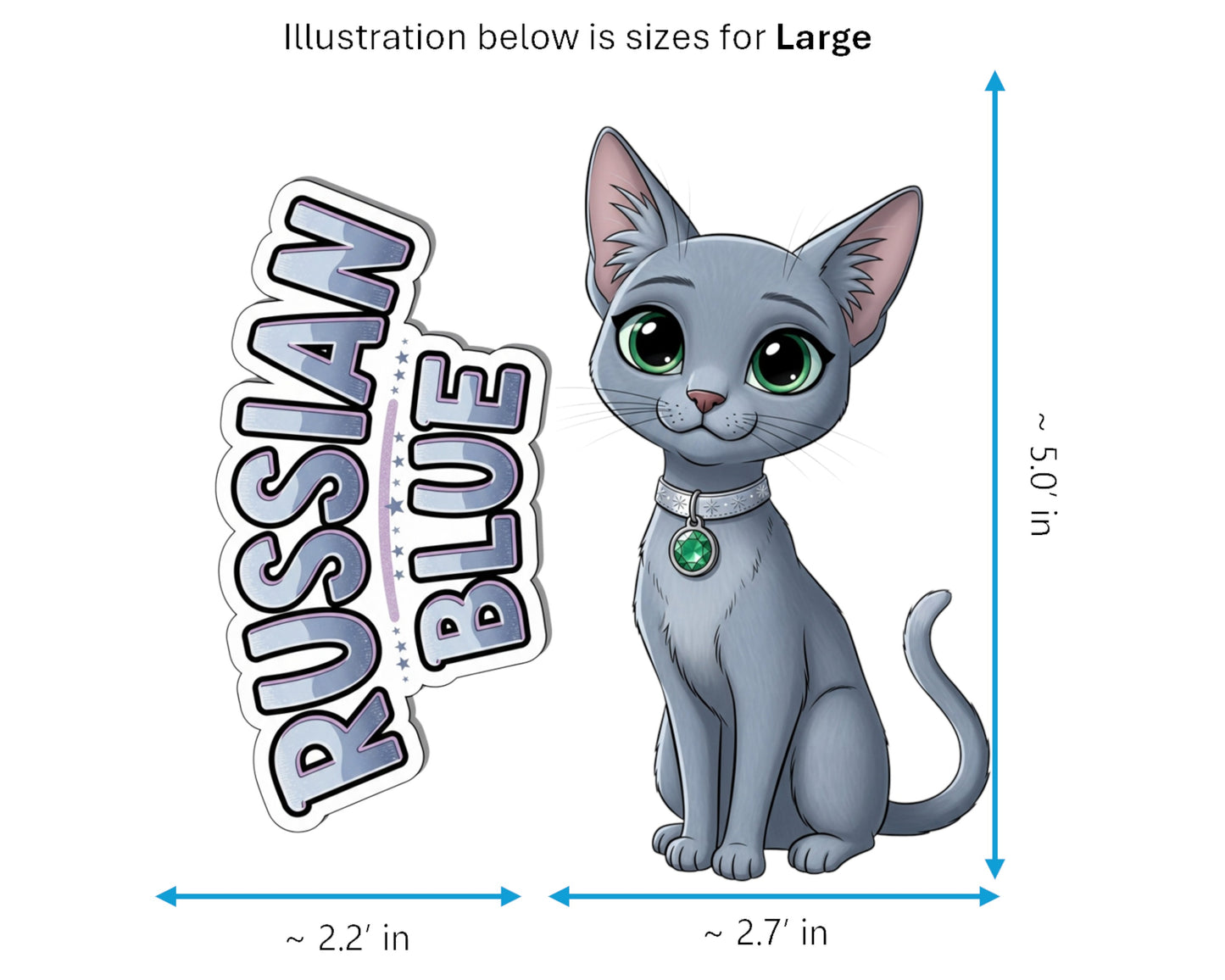 Russian Blue Sticker and Magnet - Archangel Cat Purrkins™ – Domestic Cat Breed | Waterproof & UV-Proof