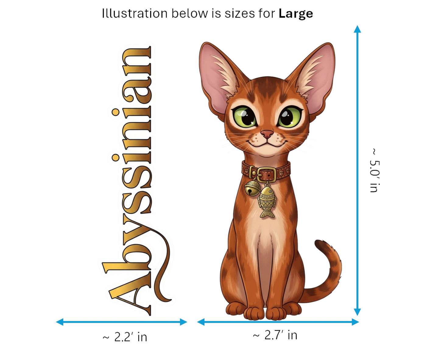 Abyssinian Sticker and Magnet - Cat of the Blue Nile Purrkins™ – Domestic Cat Breed | Waterproof & UV-Proof