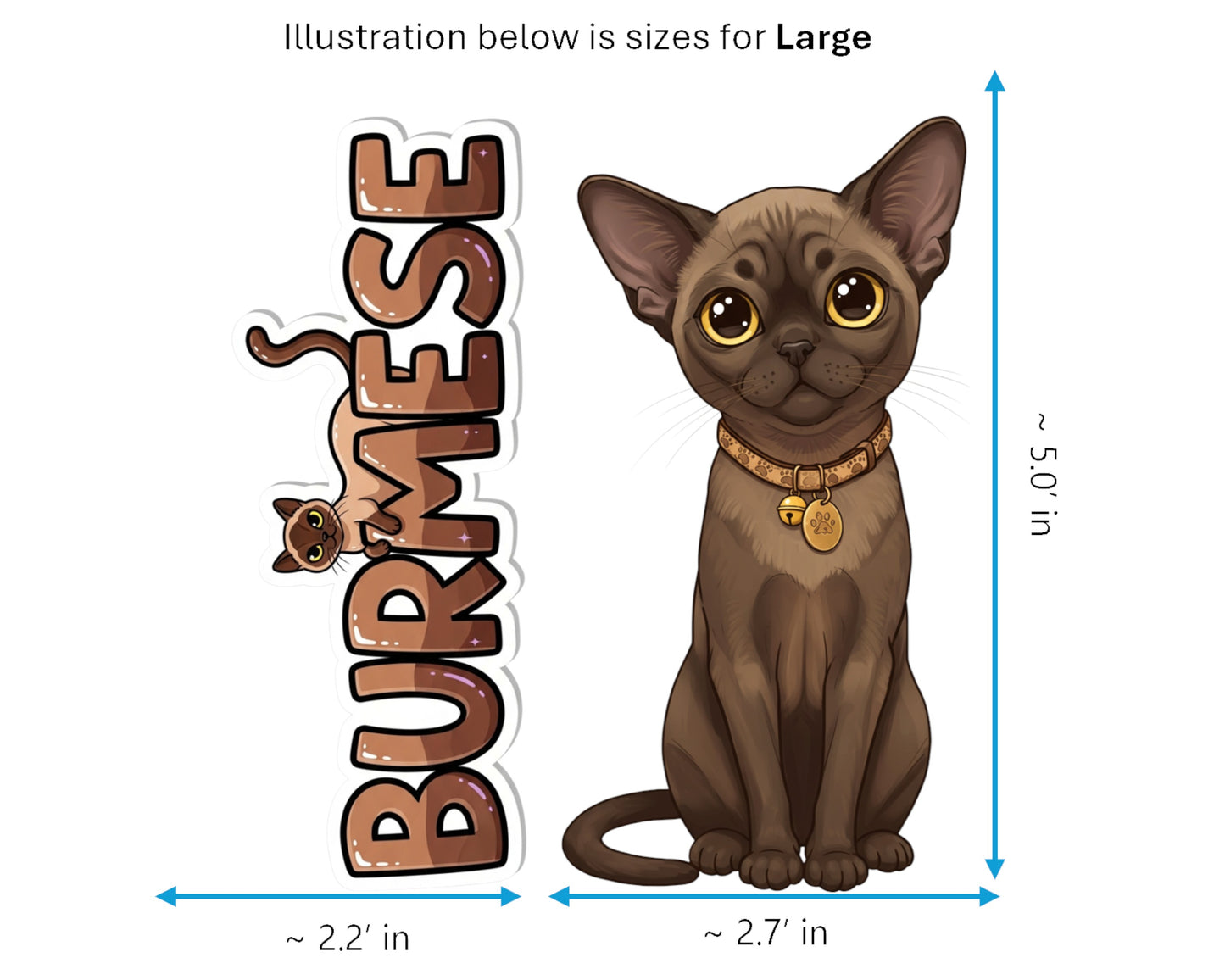 Burmese Sticker and Magnet - Brick Wrapped in Silk Purrkins™ – Domestic Cat Breed | Waterproof & UV-Proof