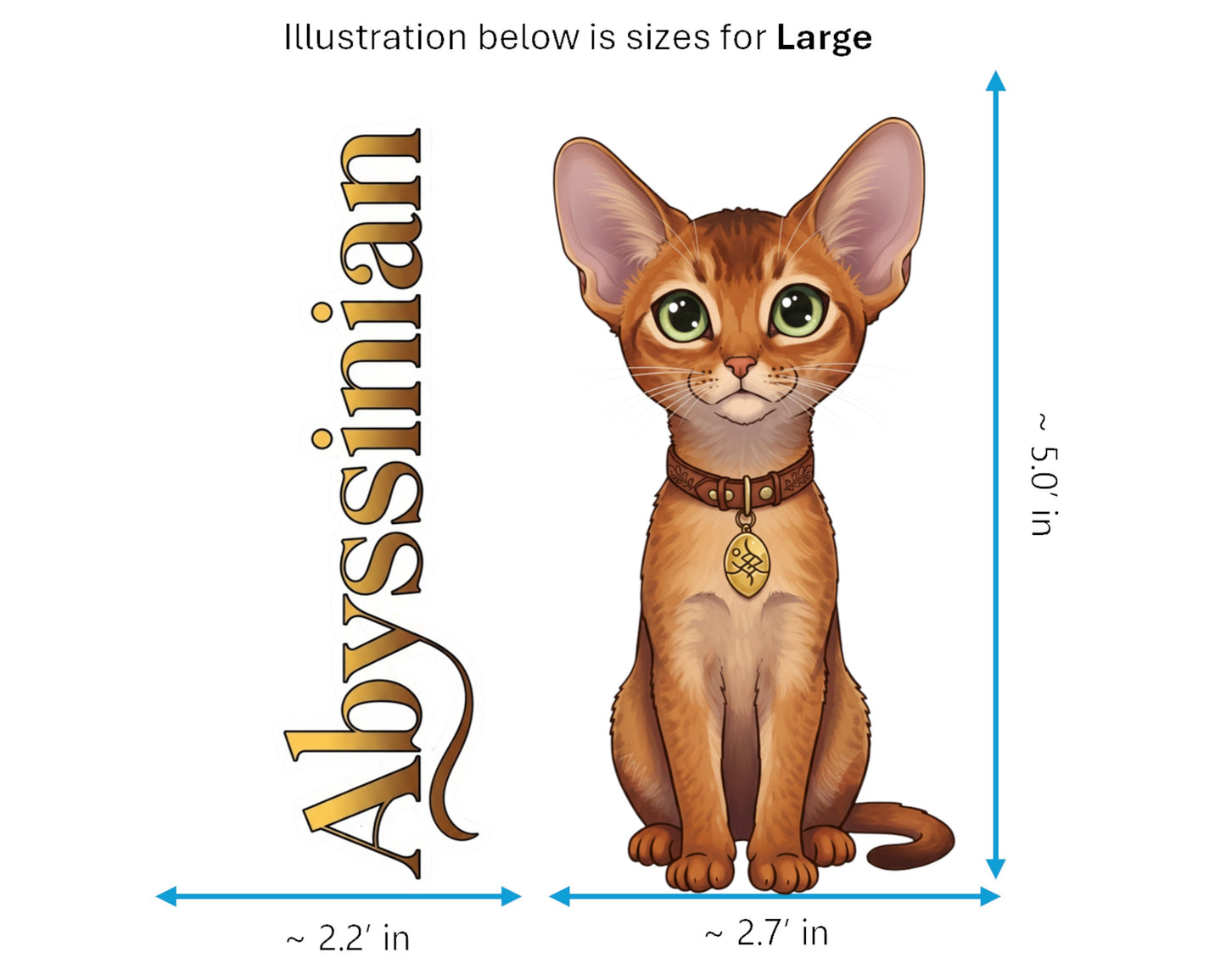 Abyssinian Sticker and Magnet - Cat of the Blue Nile Purrkins™ – Domestic Cat Breed | Waterproof & UV-Proof