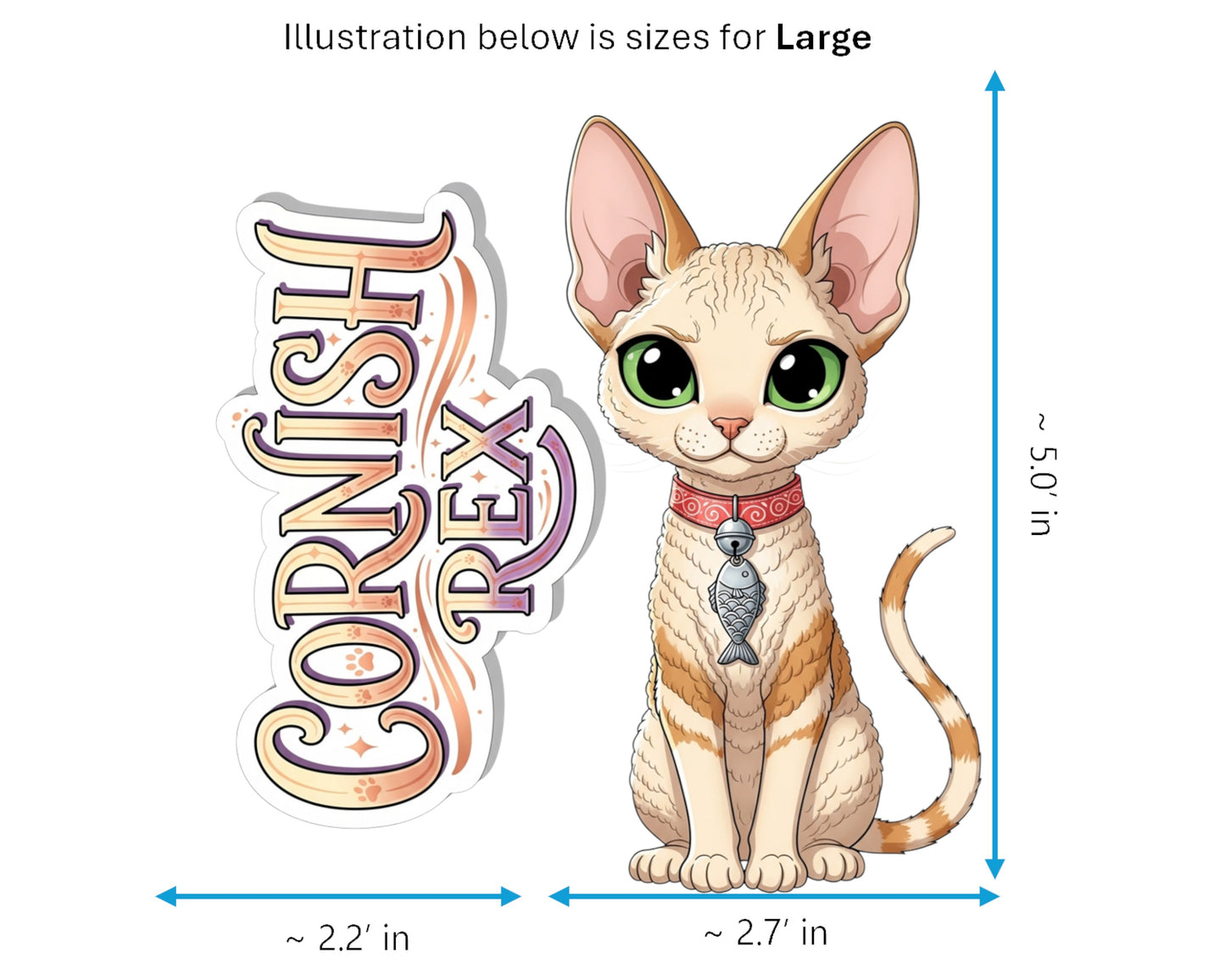 Cornish Rex Sticker and Magnet - Wavy Wonder Purrkins™ – Domestic Cat Breed | Waterproof & UV-Proof
