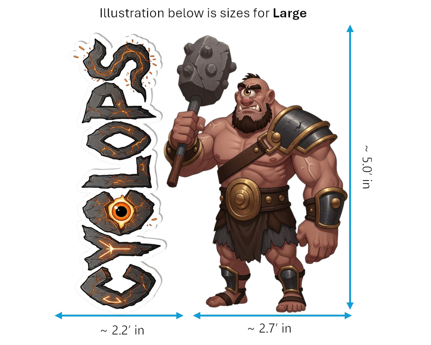 Cyclops Sticker and Magnet - the Elder Smith Mythkins™ – Greek Mythical Giant | Waterproof & UV-Proof