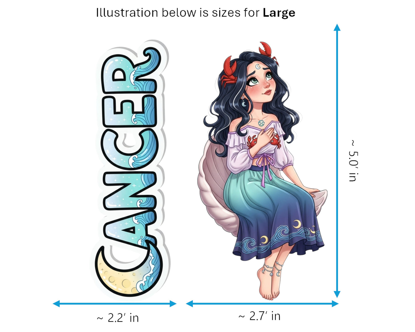 Cancer Sticker and Magnet - the Celestial Crab Horoskins™ – Zodiac Water Sign | Waterproof & UV-Proof