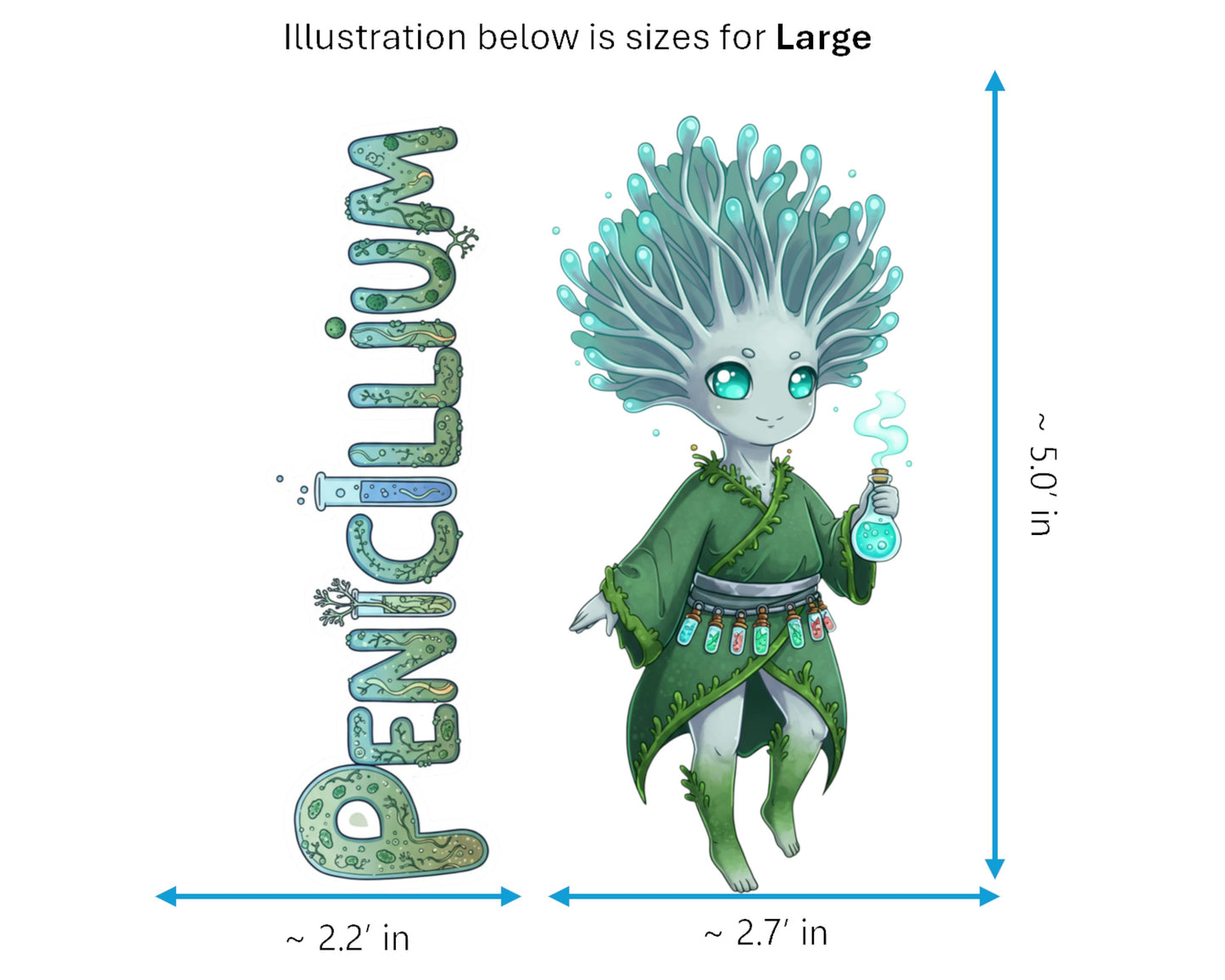 Penicillium Sticker and Magnet - Tiny Alchemist Fungikins™ – Scientific Mold Art | Waterproof & UV-Proof