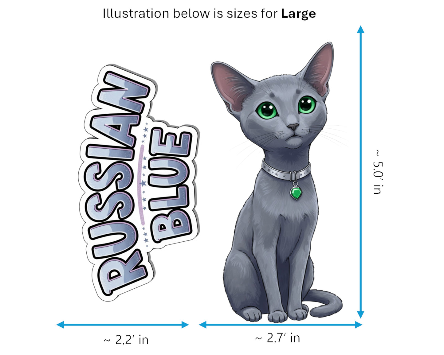 Russian Blue Sticker and Magnet - Archangel Cat Purrkins™ – Domestic Cat Breed | Waterproof & UV-Proof