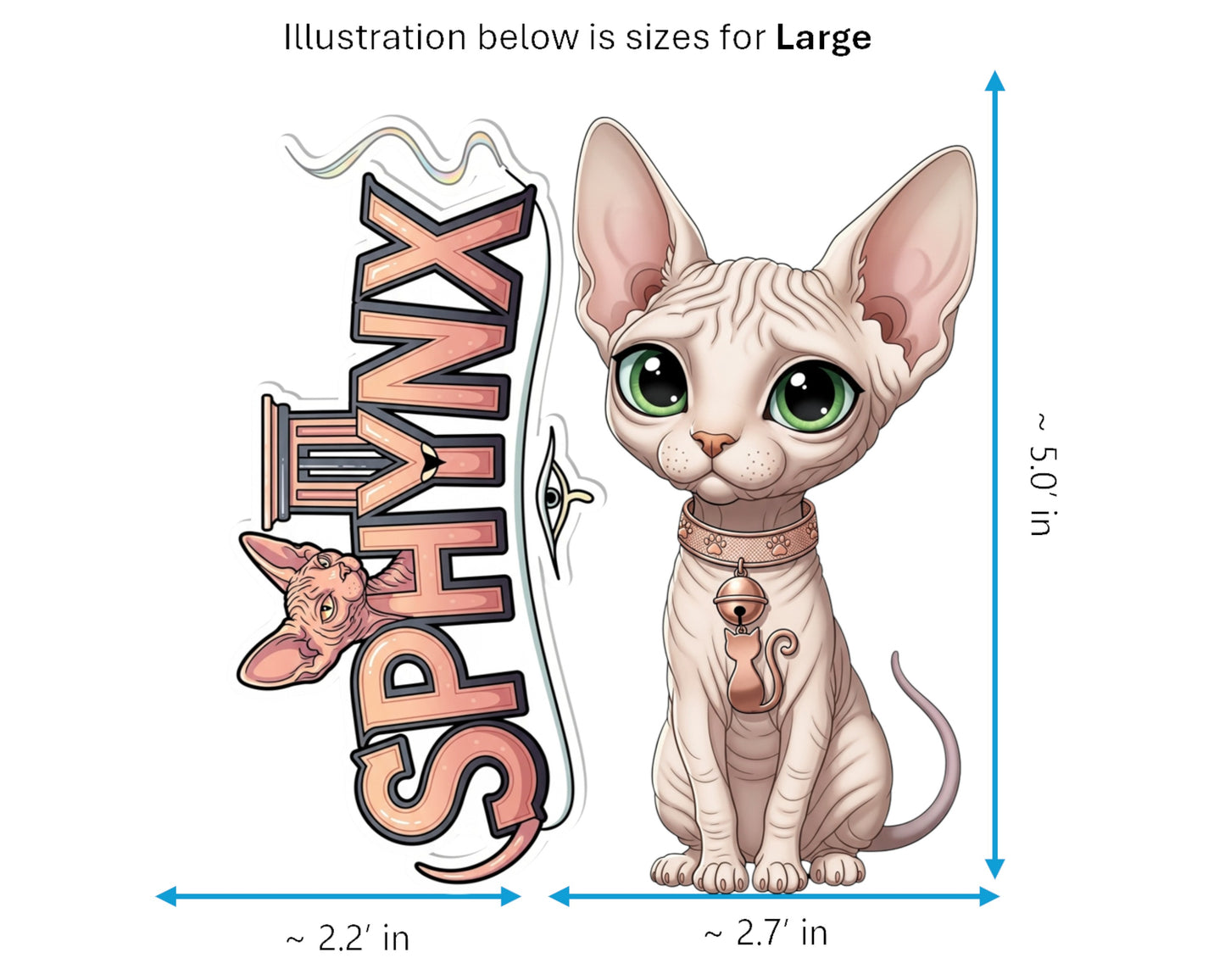 Sphynx Sticker and Magnet - Hairless Wonder Purrkins™ – Domestic Cat Breed | Waterproof & UV-Proof
