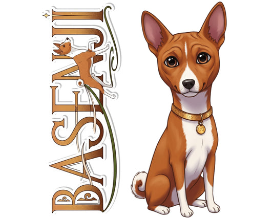 Basenji Sticker and Magnet - the Barkless Dog Pawkins™ – African Hunting Dog | Waterproof & UV-Proof
