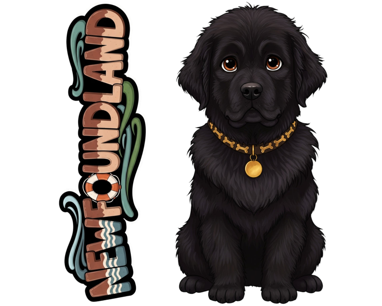 Newfoundland Sticker and Magnet - Gentle Giant Pawkins™ – Working Dog Breed | Waterproof & UV-Proof