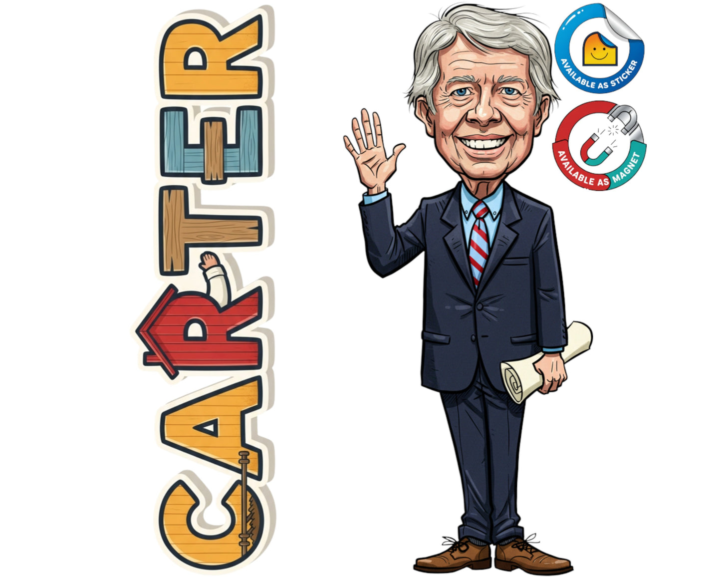 Jimmy Carter Sticker and Magnet - The Humanitarian Histkins™ – 39th U.S. President | Waterproof & UV-Proof