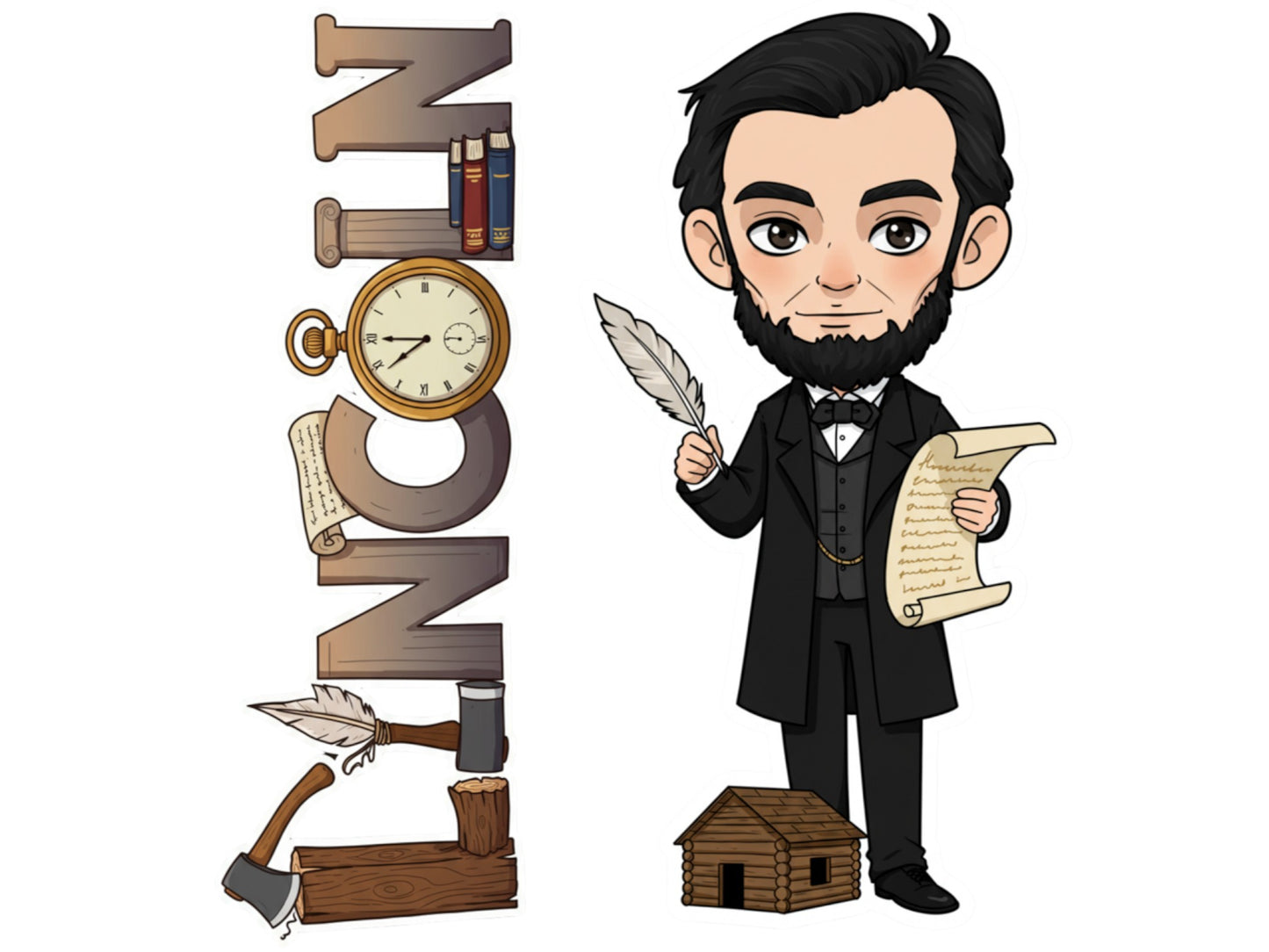 Abraham Lincoln Sticker and Magnet - the Emancipator Histkins™ – 16th U.S. President | Waterproof & UV-Proof