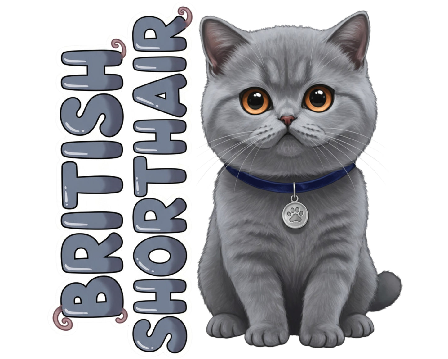 British Shorthair Sticker and Magnet - Cheshire Cat Purrkins™ – Domestic Cat Breed | Waterproof & UV-Proof
