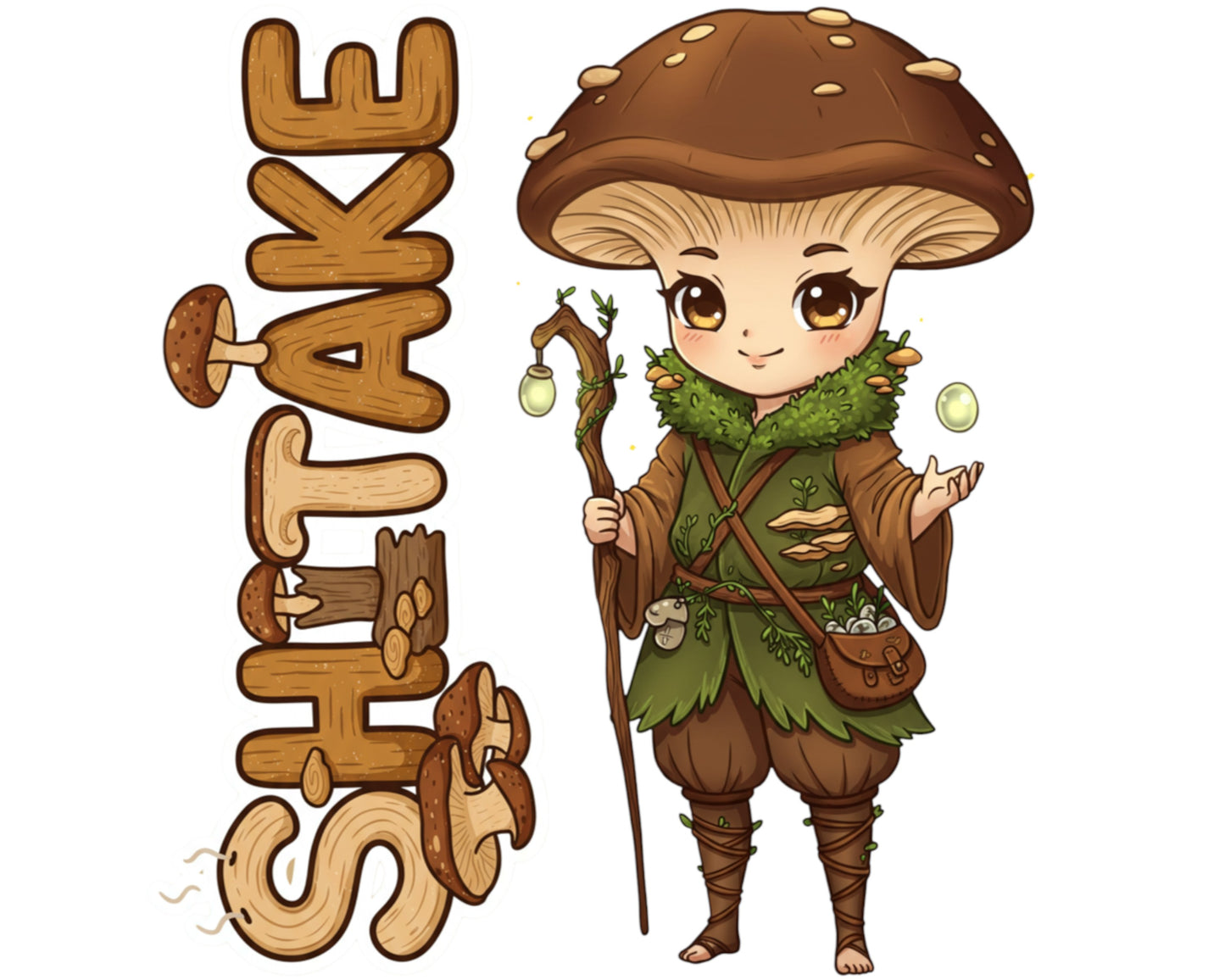 Shiitake Sticker and Magnet - Savory Sentinel Fungikins™ – Edible Mushroom Art | Waterproof & UV-Proof